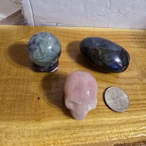 Crystal Set - Fluorite, Labradorite, and Rose Quartz
